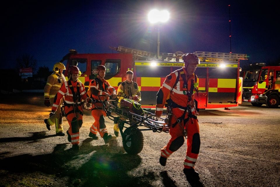 Emergency services at the scene of a rescue operation on the outskirts of Belfast on April 10th 2025 (Photo by Kevin Scott)