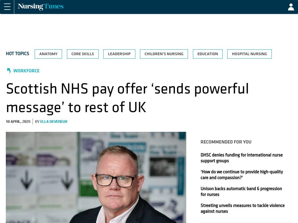 Scottish NHS pay offer 'sends powerful message’ to rest of UK | Nursi…