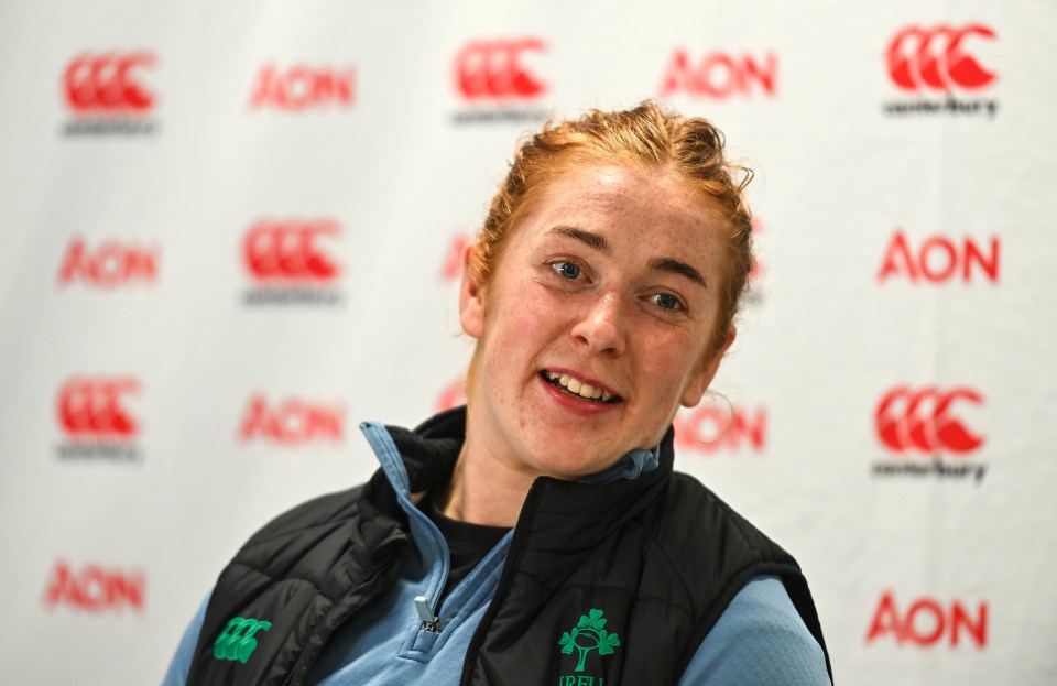 23 April 2025; Niamh O'Dowd during an Ireland Women Rugby media conference at the IRFU High Performance Centre in Dublin. Photo by Tyler Miller/Sportsfile