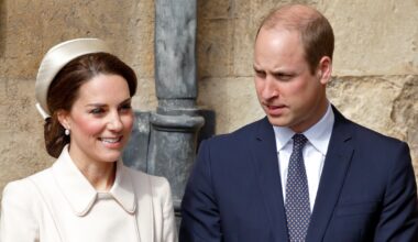 Catherine, Princess of Wales and Prince William attend the traditional Easter Sunday church service at St George's Chapel, Windsor Castle on April 16, 2017