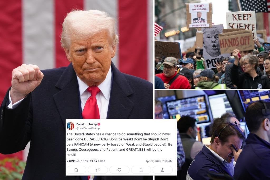 Trump dit aux Américains ‘Ne soyez pas un post-tarif PANICAN’ alors que les marchés plongent pour la troisième journée consécutive
