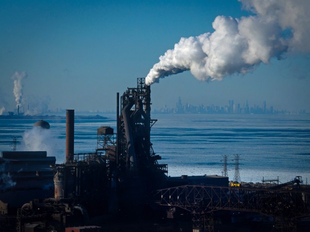 U.S. Steel Gary Works sits along the shore of Lake Michigan in Gary, Jan. 23, 2025. (E. Jason Wambsgans/Chicago Tribune)