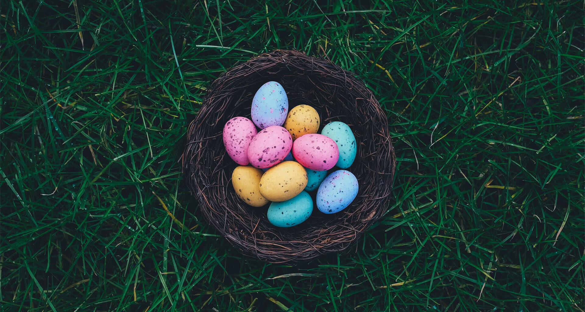 Photo of easter eggs in a basket