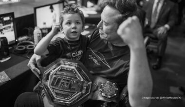 The White House shared the photo along with a caption, "Elon Musk and the Undisputed Champion Little X"