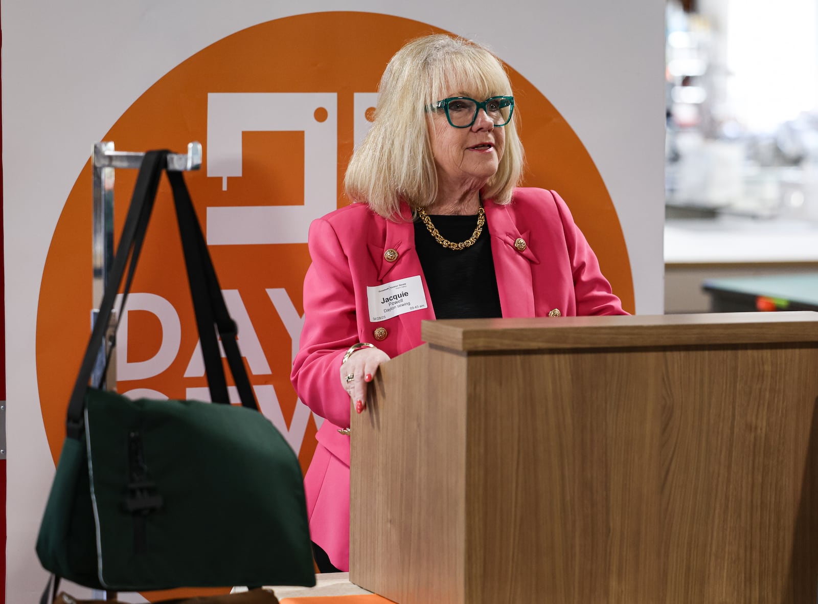 Destination Dayton President and CEO Jacquelyn Powell talks during a news conference on Monday during which gift bags were unveiled for NATO Parliamentary Assembly Spring Session participants. BRYANT BILLING / STAFF