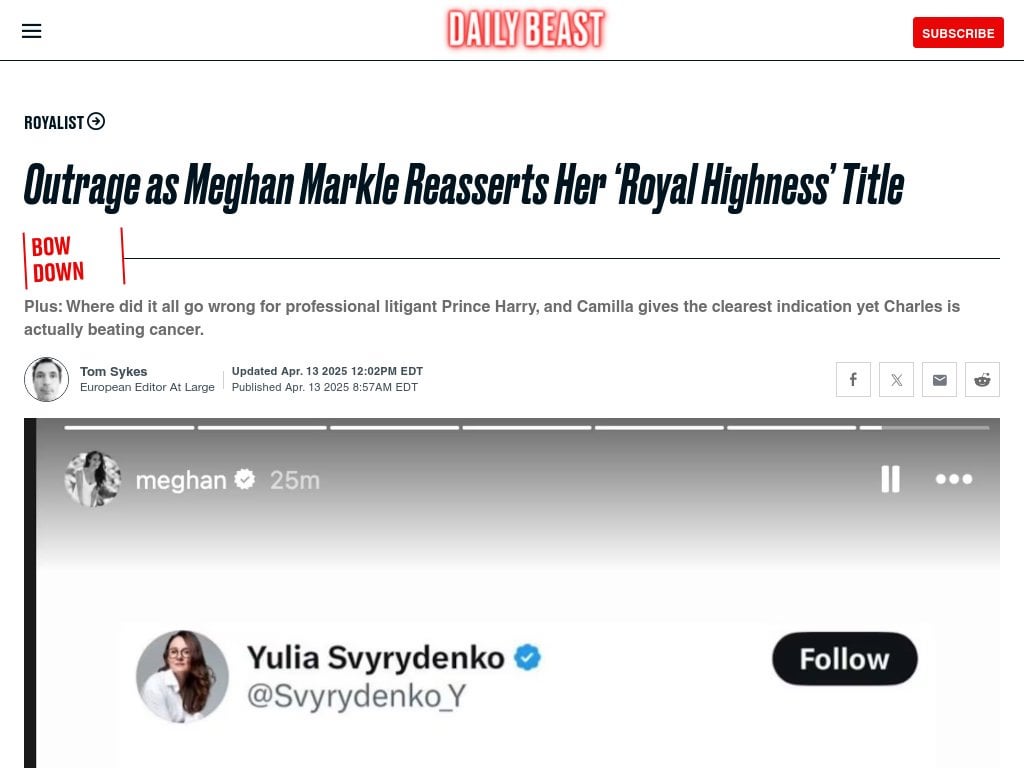Outrage as Meghan Markle Reasserts Her ‘Royal Highness’ Title