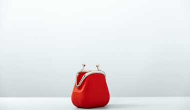 An open red coin purse pictured against a white background