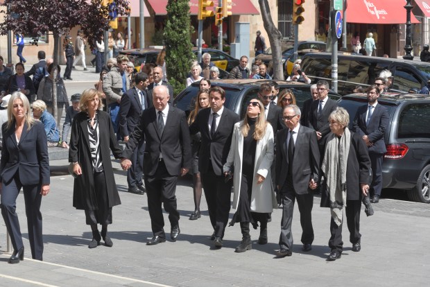 The arrival of relatives of the five members of the Siemens CEO's family who died in a helicopter crash in New York, at the church of Sant Viçens de Sarria, on April 22, 2025 in Barcelona, Catalonia, Spain. (Photo By Alberto Paredes/Europa Press via Getty Images)