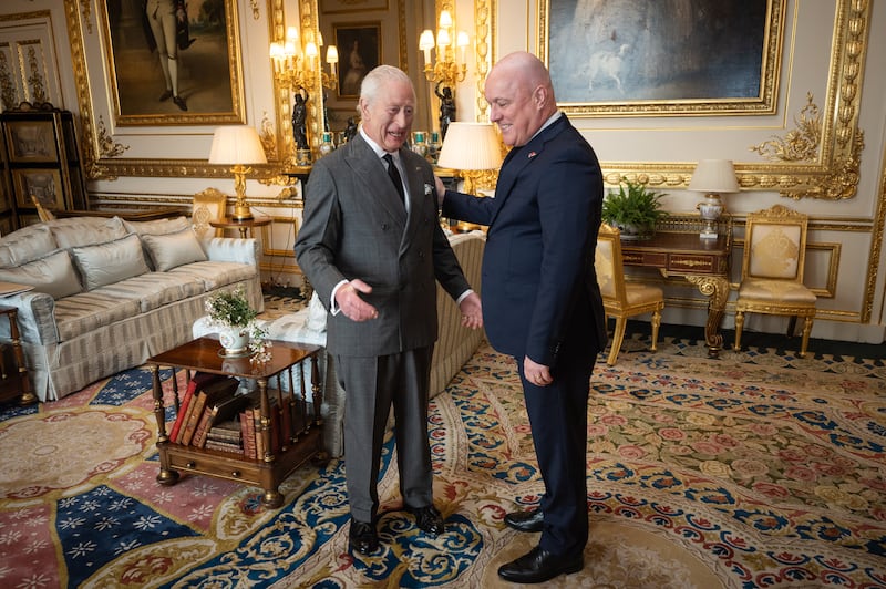 Britain's King Charles III during an audience with the prime minister of New Zealand, Christopher Luxon, at Windsor Castle on Monday. Photo: Aaron Chown/PA Wire