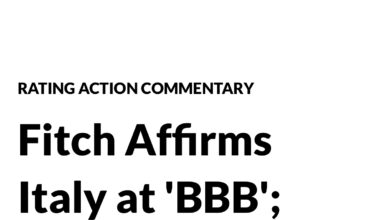FITCH RATINGS * ITALIA: “ CONFERMATO IL VALORE BBB , CON OUTLOOK POSITIVO (I DAZI USA RISCHIANO DI RALLENTARE LA CRESCITA)”