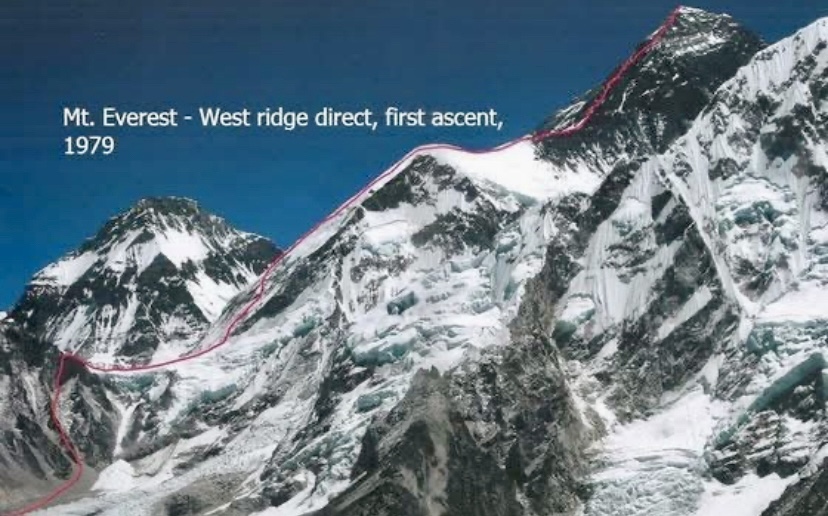 The 1979 route. First ascent of the Everest West Ridge Direct.