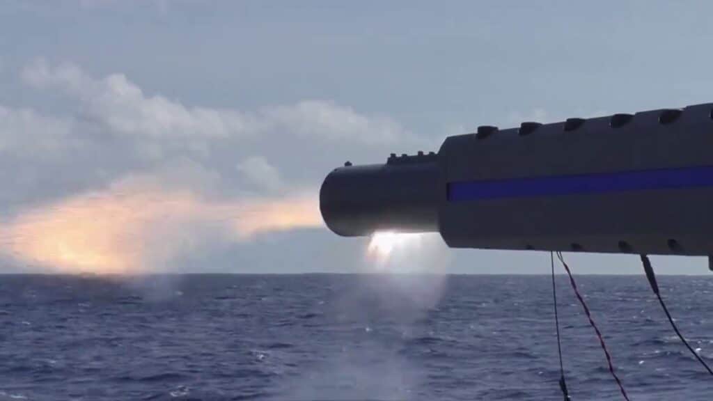 Railgun Test From Ship at Sea