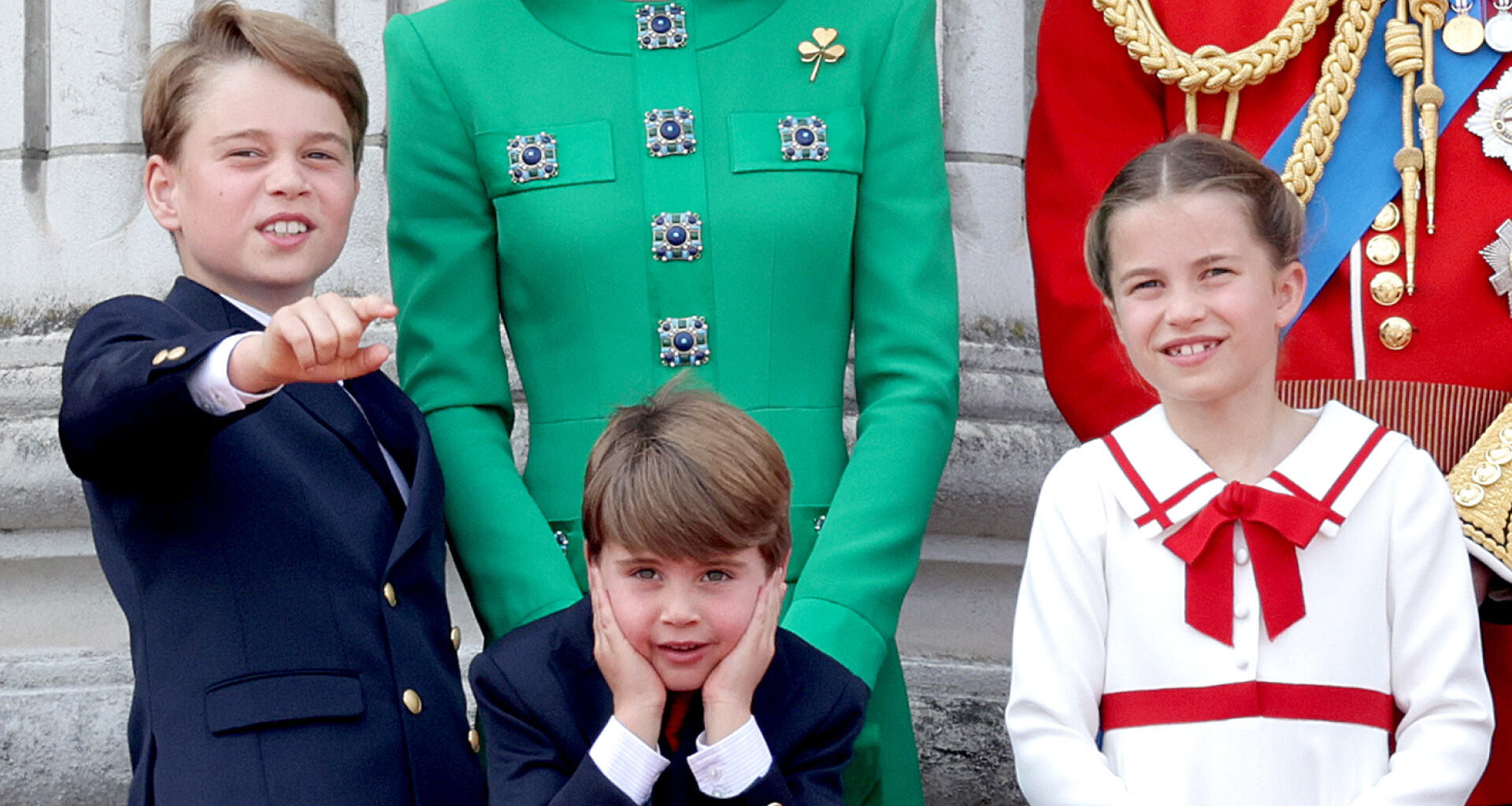 Prince George, Prince Louis, and Princess Charlotte pose on the Buckingham Palace balcony
