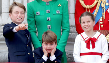 Prince George, Prince Louis, and Princess Charlotte pose on the Buckingham Palace balcony