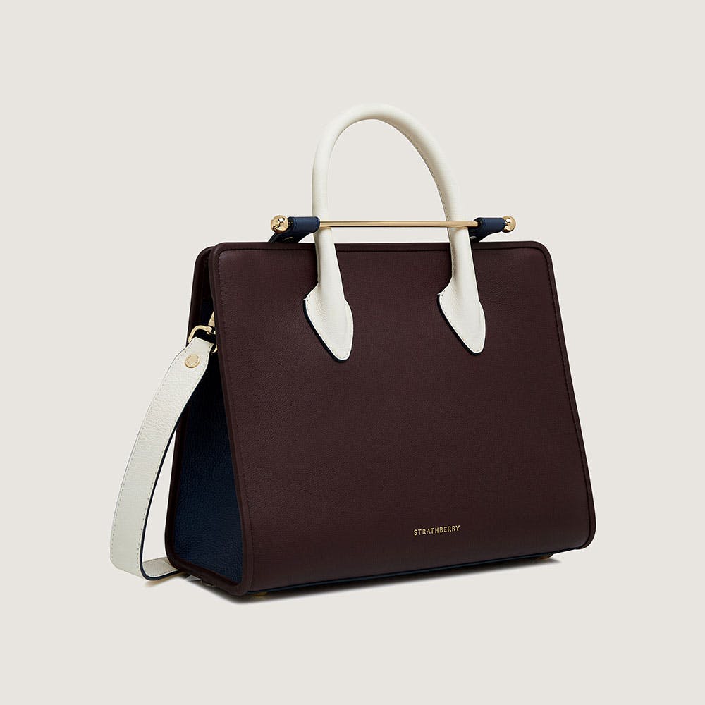 Midi Tote - Burgundy/navy/vanilla