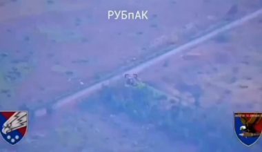 Drone footage of a Russian BM-21 Grad MLRS getting attacked by a Ukrainian FPV pilot of the 25th Airborne Brigade. Pokrovsk, Donetsk Oblast.