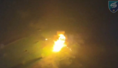 A vehicle carrying Russian infantry was blown into the air after hitting an anti-tank mine during an attempted assault on Ukrainian positions. Pokrovsk direction, 38th Marine Brigade. April 2025