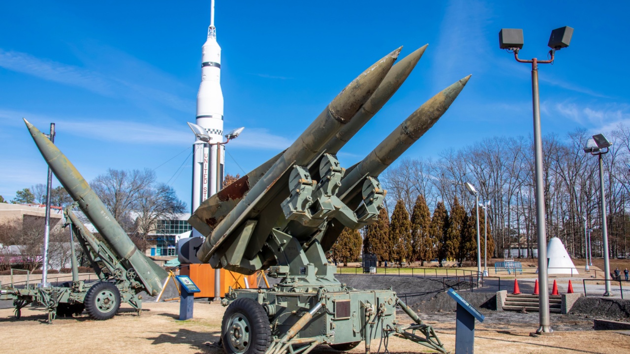 Huntsville USA 10th Feb 2023: the MIM-23 Hawk ("Homing all the way killer") in U.S. Space Rocket Center. It is an American medium-range surface-to-air missile.