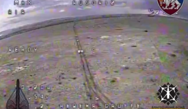 Russian column of GAZ-69 vehicles (produced 1950s) and motorcycles attacked by Ukrainian drones near Bilohorivka, Luhansk Oblast. April 2025