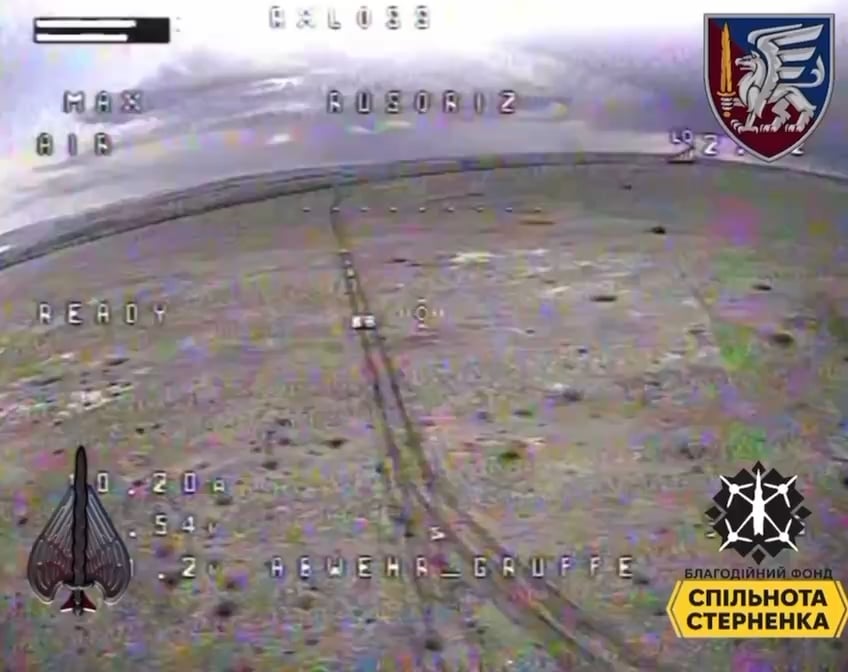 Russian column of GAZ-69 vehicles (produced 1950s) and motorcycles attacked by Ukrainian drones near Bilohorivka, Luhansk Oblast. April 2025
