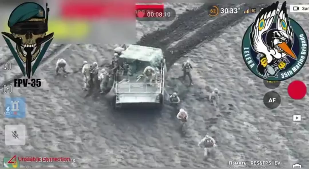 Ukrainian 35th Marine Brigade took out Russian BMP + enemy infantry. Khurakove direction. April 2025