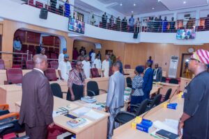 Osun lawmakers during the plenary on Monday 