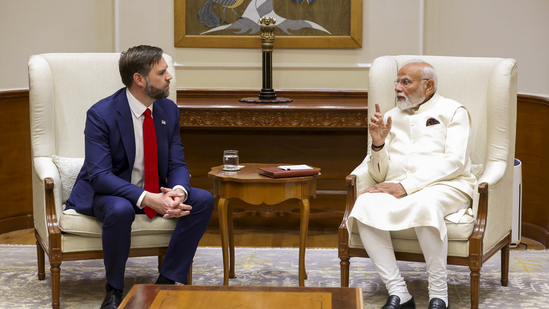 Prime Minister Narendra Modi, during a meeting with US Vice President JD Vance, in New Delhi. Prime Minister Narendra Modi, during a meeting with US Vice President JD Vance, in New Delhi.