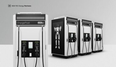a 3d render of ev charger units