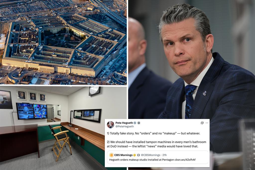 Pete Hegseth rips 'fake' report he had makeup studio installed at Pentagon