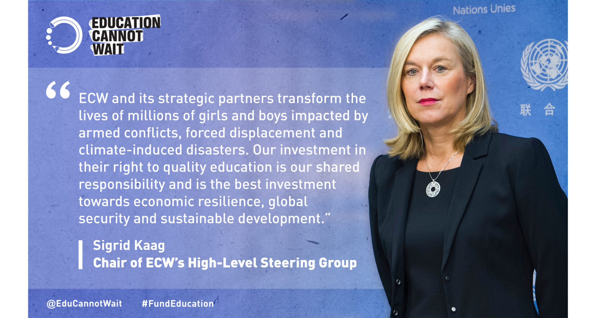 Education Cannot Wait Welcomes Sigrid Kaag of The Netherlands as New Chair of its High-Level Steering Group