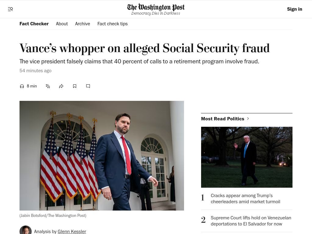 Vance’s whopper on alleged Social Security fraud