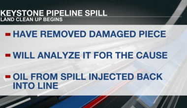 Keystone Pipeline has re-injected spilled oil into line as cleanup, investigation continues