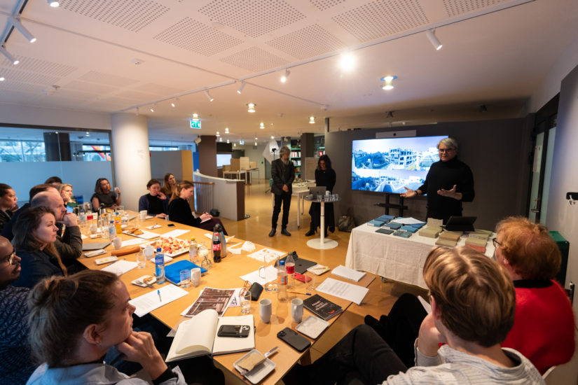 The Raqs Media Collective presenting their proposal in Oslo. (KORO)