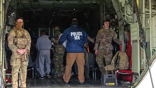 US Transportation Command supports Immigration and Customs Enforcement deportation flights by providing military airlift, Fort Bliss, Texas,.(AFP)