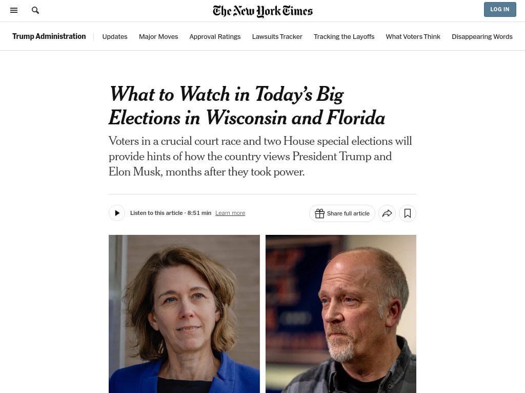 What to Watch in Today’s Big Elections in Wisconsin and Florida