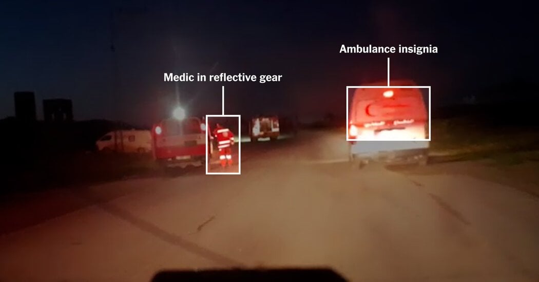 NYTIMES released video showing aid workers getting killed in Gaza under gunfire barrage, with ambulance lights on