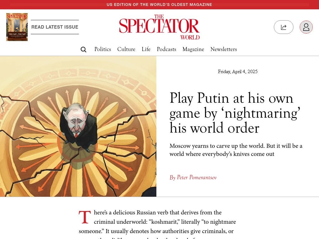 Play Putin at his own game by ‘nightmaring’ his world order, by Peter Pomerantsev
