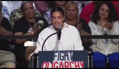 In a stunning moment, Rep. AOC has scorching criticism of Donald Trump, to a standing ovation: "Donald Trump is a criminal... If he wants to find the rapists and criminals in this country, he should look in the mirror."