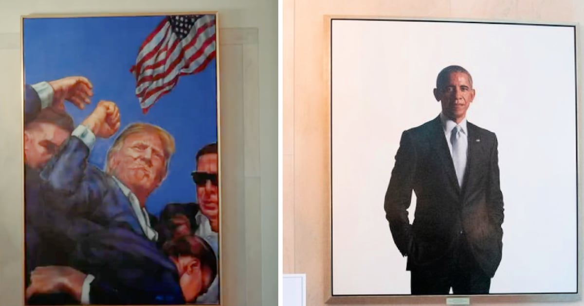 Trump White House Boasts About Tearing Down Obama Portrait