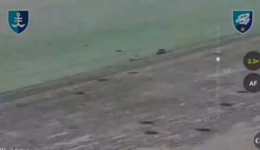 Drone footage by the Ukrainian 35th Marine Brigade shows a Russian MT-LB carrying infantry trying to move towards Ukrainian positions getting attacked by artillery and FPV drones.
