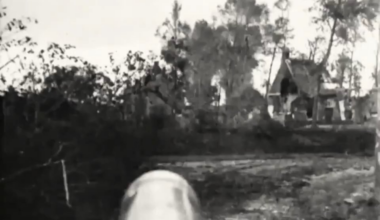 Sherman tank barrel cam on the road to Antwerp in September 1944