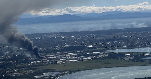 Black smoke billows from industrial fire in Christchurch's Bromley