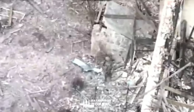 Russian soldier was trying to clear the ruins when he was killed through a wall by small arms fire.