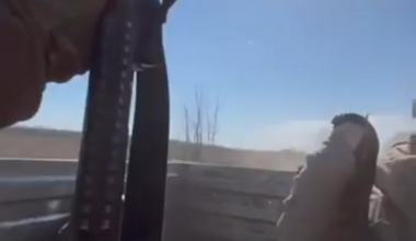 While being evacuated, injured Russian soldier flies out of back of truck after hitting a bump. 2025 (unknown region)
