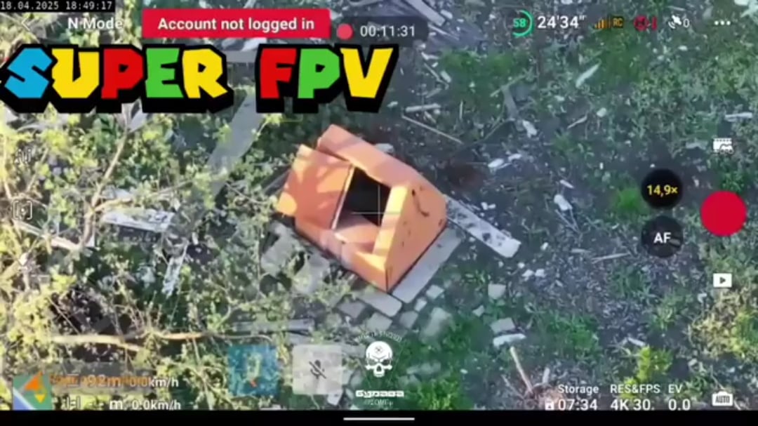 Ukrainian FPV drone strikes a Russian soldier that's hiding in a well