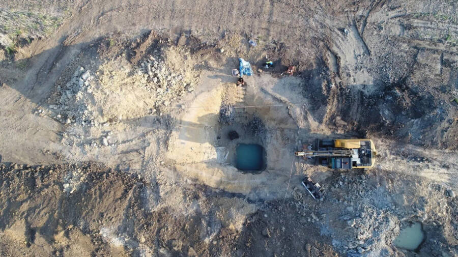Aerial Shot Of Ostrov Excavation Site