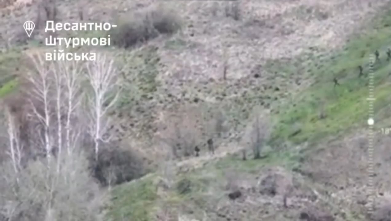 Russian soldiers triggering anti personnel mines one by one in the Kursk region