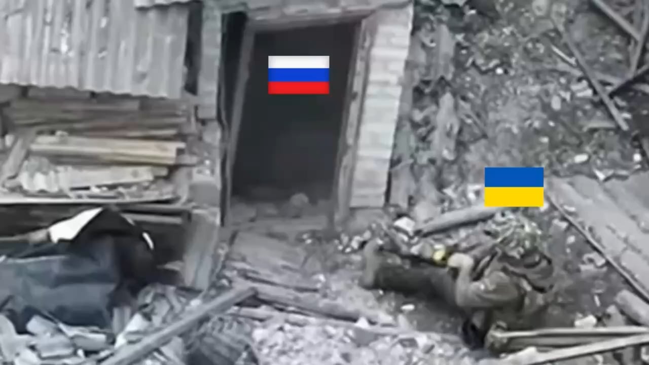Ukrainian paratrooper manages to throw his grenade and throw another incoming enemy grenade into the shelter of Russian soldiers, Pokrovsk direction