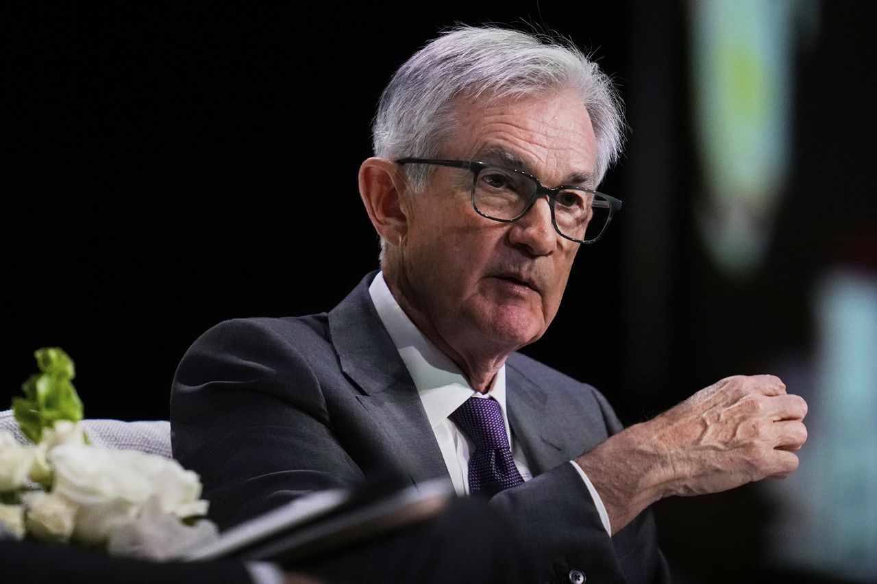 Fed Chair Jerome Powell speaks during an event in Chicago on Wednesday.