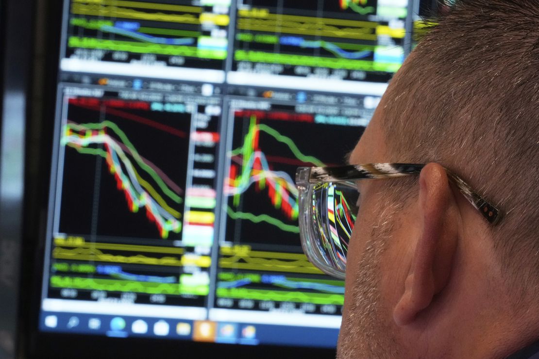 A specialist works on the floor of the New York Stock Exchange on April 21.